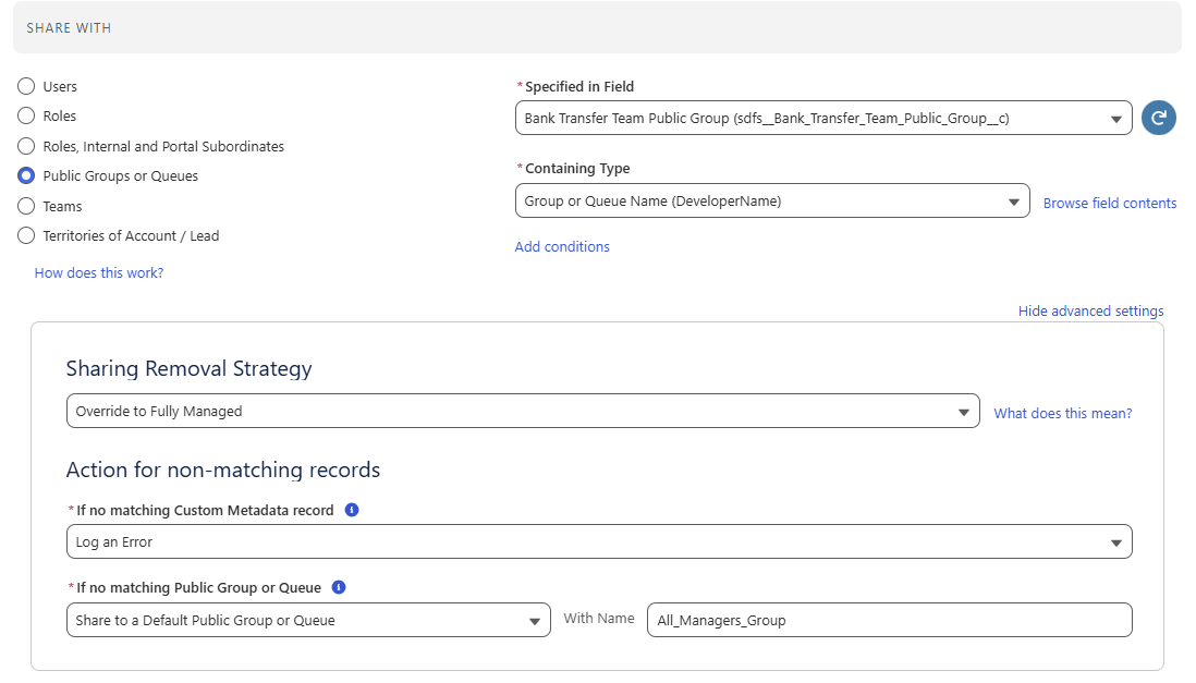 Screenshot of Action for Non-Matching Records advanced setting  Action for Non-Matching Records